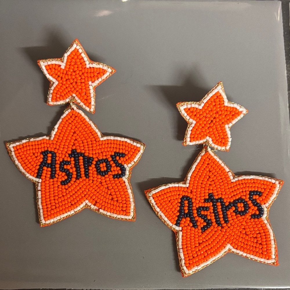 Houston Astros Star Beaded Earrings - Picture 1 of 1